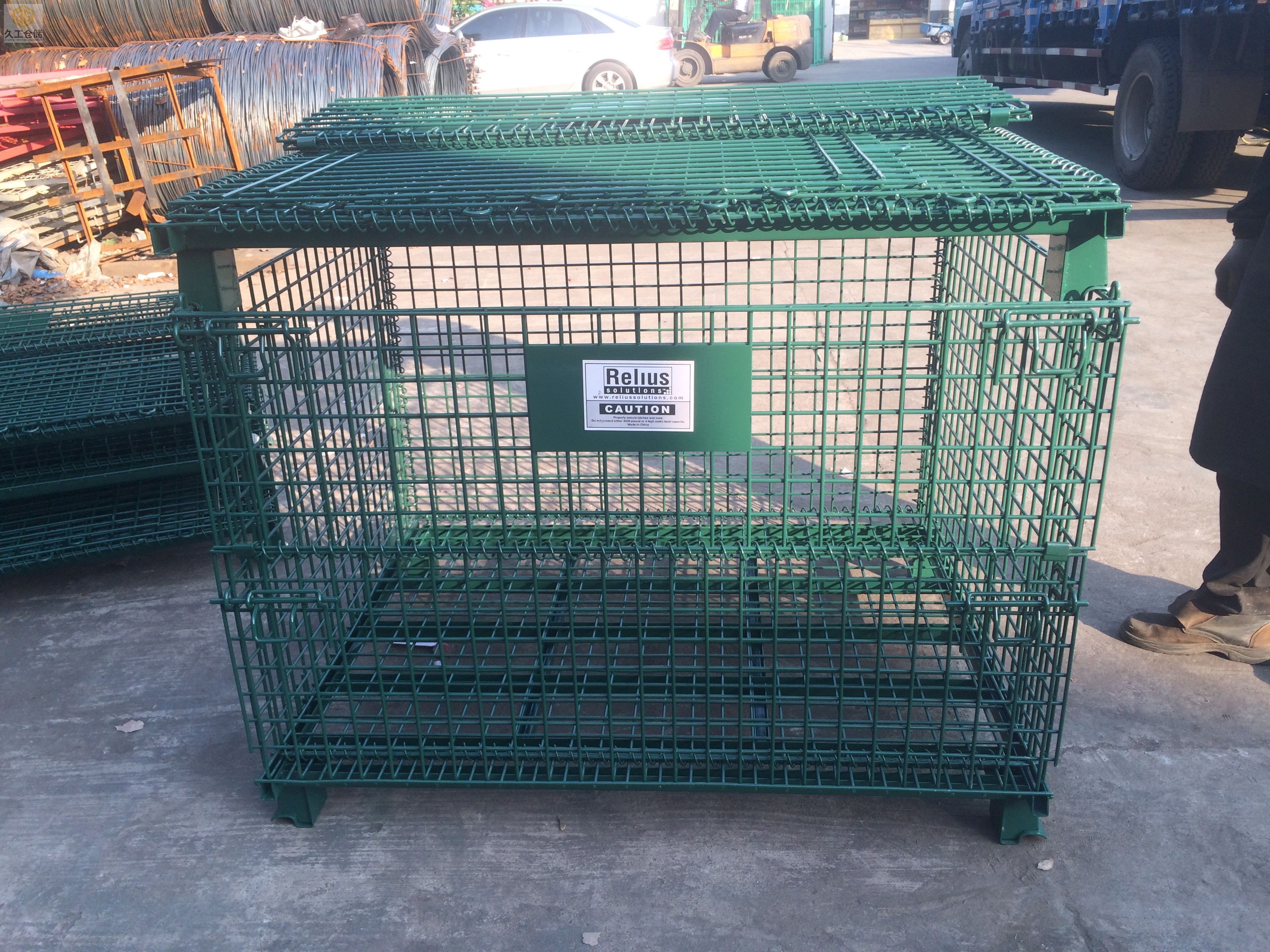 折疊式倉儲籠-噴塑綠色倉儲籠-久工倉儲籠-南京久工倉儲設(shè)備