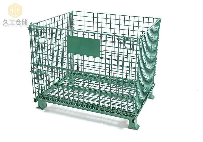 折疊式倉儲籠常規(guī)尺寸有哪些？噴塑倉儲籠展示，久工倉儲設備