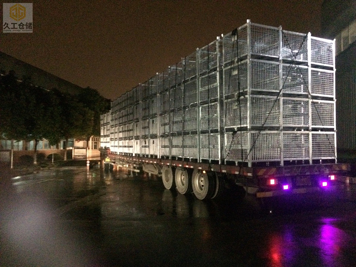 可折疊網(wǎng)箱-鍍鋅鋼制料箱實(shí)拍現(xiàn)場-金屬周轉(zhuǎn)箱南京周轉(zhuǎn)箱廠家-久工倉儲設(shè)備