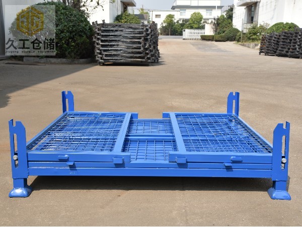 可折疊網(wǎng)箱-噴塑金屬周轉(zhuǎn)箱-鋼制料箱-藍(lán)色料框-南京周轉(zhuǎn)箱廠家-久工倉儲設(shè)備