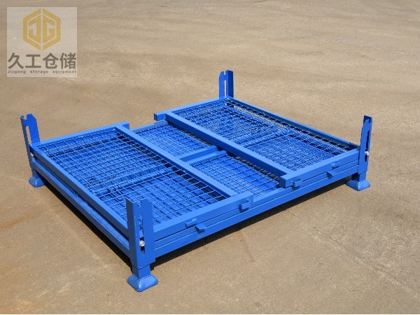 可折疊網(wǎng)箱-噴塑金屬周轉(zhuǎn)箱-鋼制料箱-藍(lán)色料框-南京周轉(zhuǎn)箱廠家-久工倉儲設(shè)備