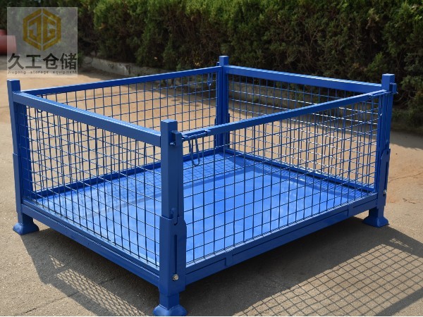 可折疊網(wǎng)箱-噴塑金屬周轉(zhuǎn)箱-鋼制料箱-藍(lán)色料框-南京周轉(zhuǎn)箱廠家-久工倉儲設(shè)備